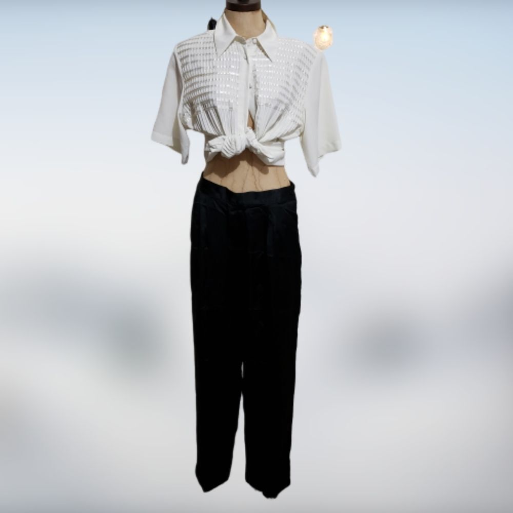 Neiman Marcus 100% Silk Black High Waisted Pants Size 8 - Picture 4 of 5